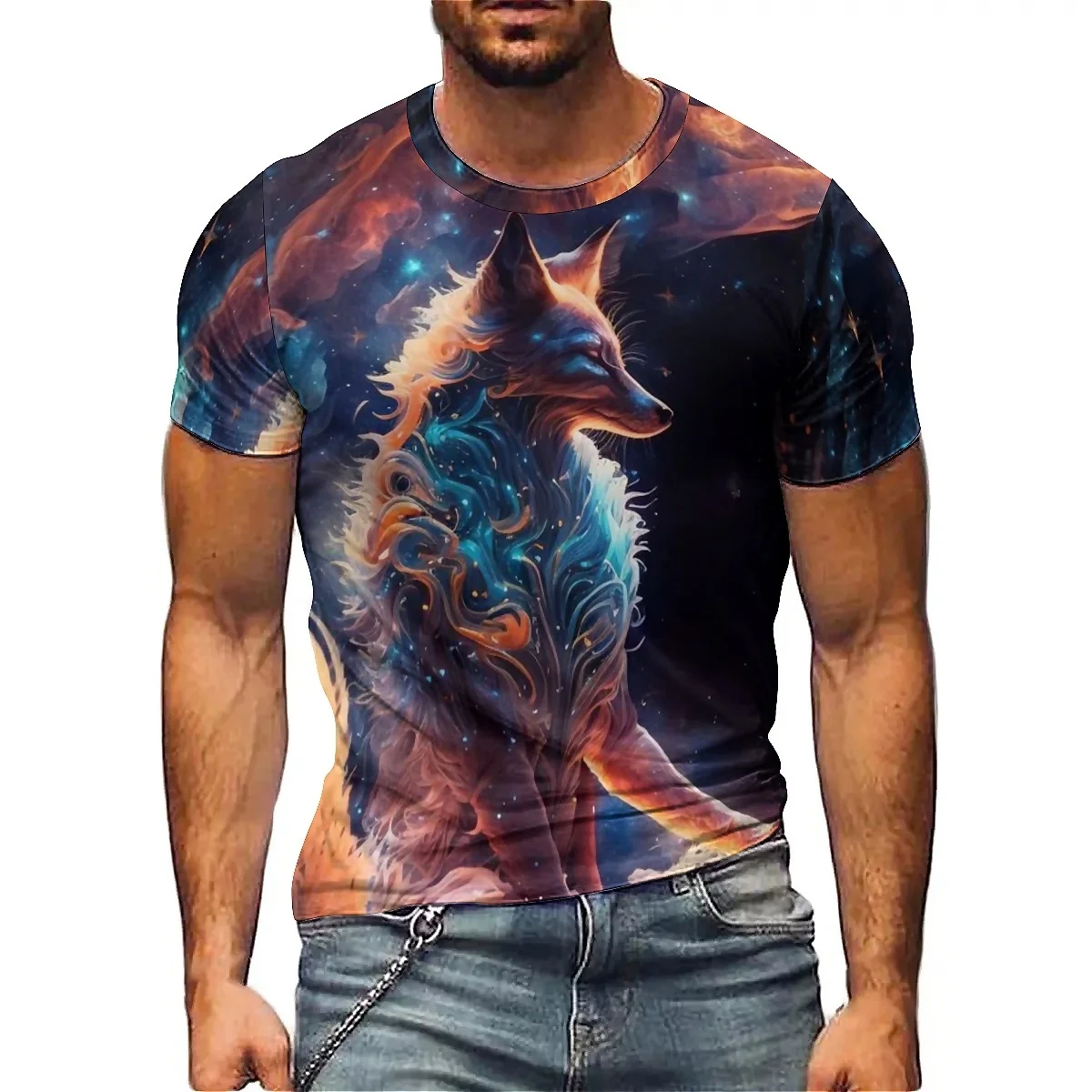 

Men's 3D Printed Short-sleeved T-shirts for Parties and Events, Soft and Comfortable, High-quality Printed Short-sleeved T-shirt