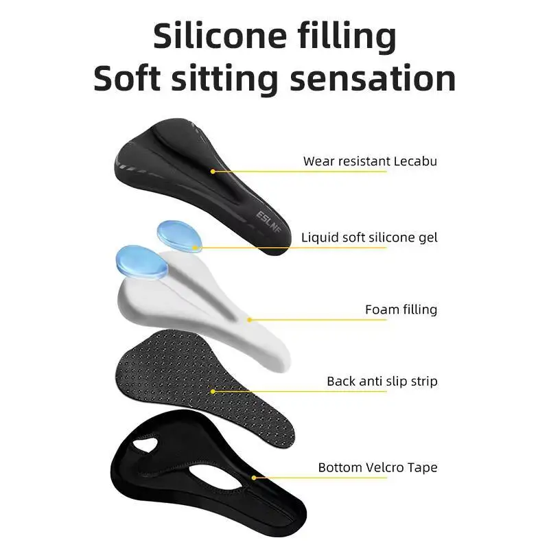 ESLNF Comfort Silicone High Elastic Bike Seat Cushion Gel Padded Bike Seat Cover image 4