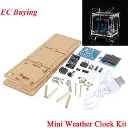ESP8266 Mini Electronic Clock DIY Kit OLED 2.4G WIFI Time Temperature Humidity Date Week Weather Forecast Indicator DC 5V Clocks