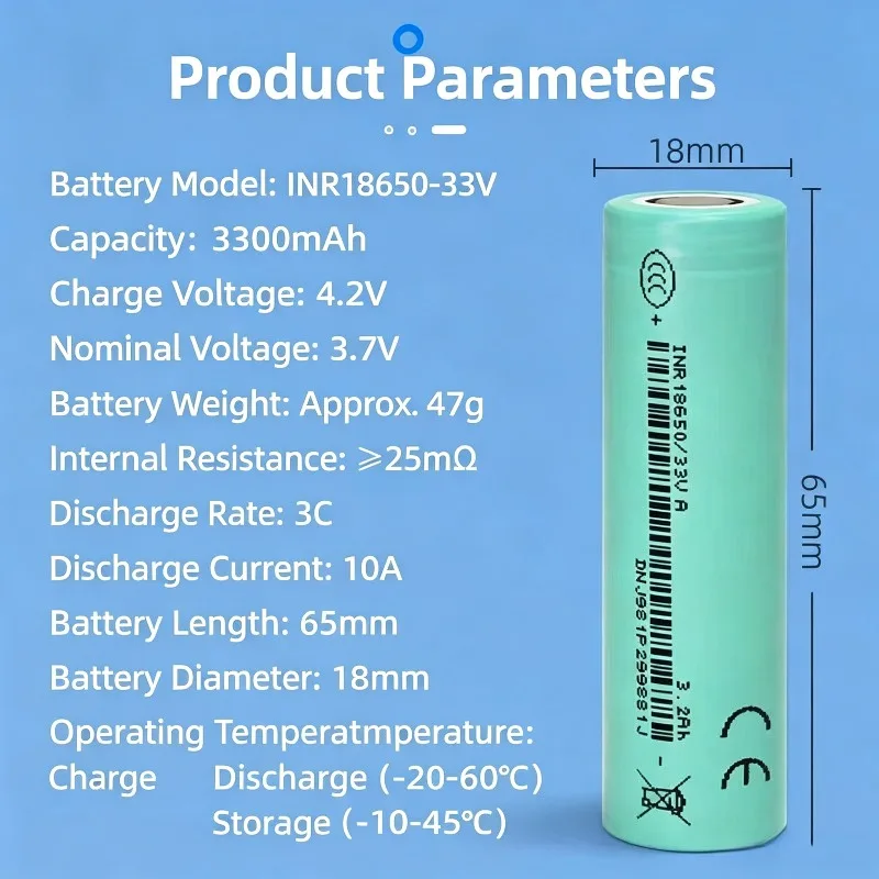10PCS 18650 3200mAh Flat-Top Rechargeable Lithium-ion Battery 3.7V Grade-A Support Wholesale Contact Customer Service