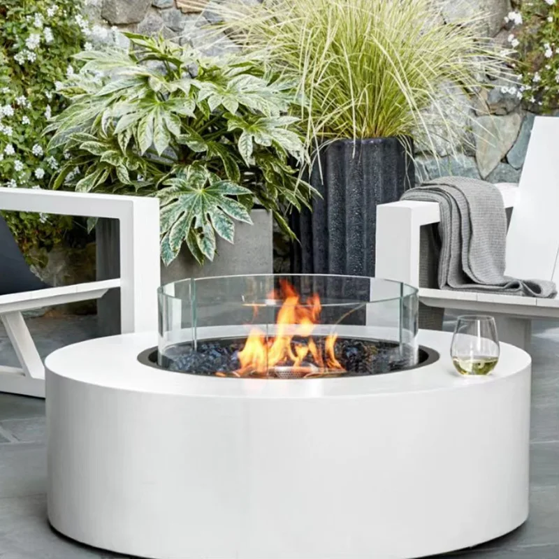 Modern Outdoor Decorative Fireplace Real Fire Round Heater Villa Hotel Courtyard Landscaping Fireplace Table Alcohol Fireplace