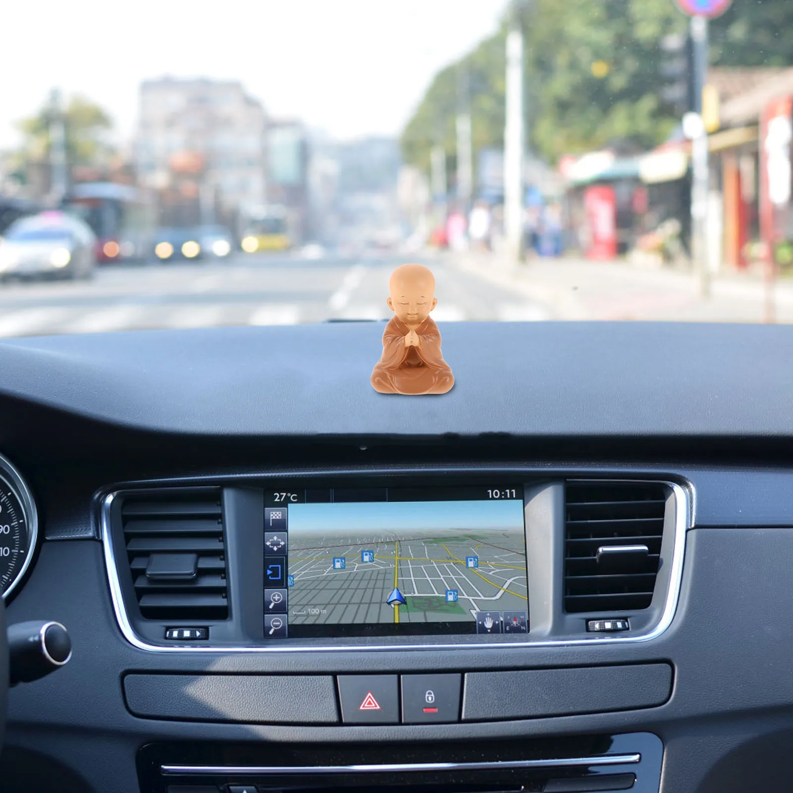 

Mini Zen Monk Buddha Statue Car Dashboard Ornament Resin Prayer Good Luck Feng Shui Decor Interior Microdecorations