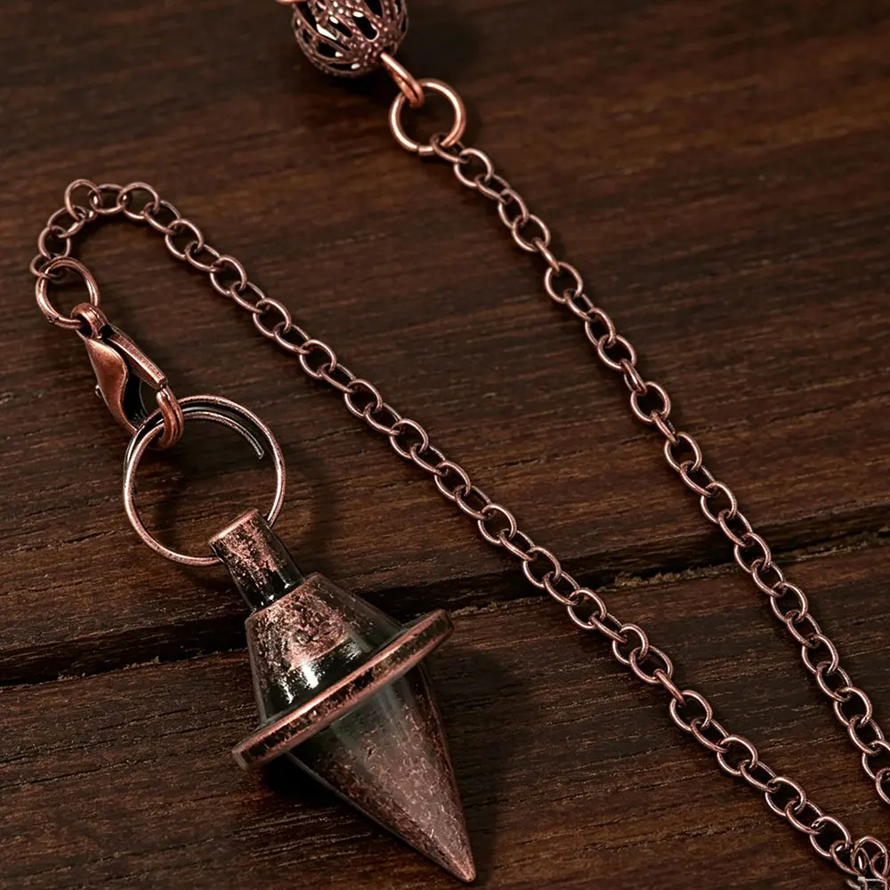 Cone Antique Copper Pendulum for Divination Tool Dowsing Metal Pendulum Chakra Reiki Balance Meditation Scrying  Home Decor x018