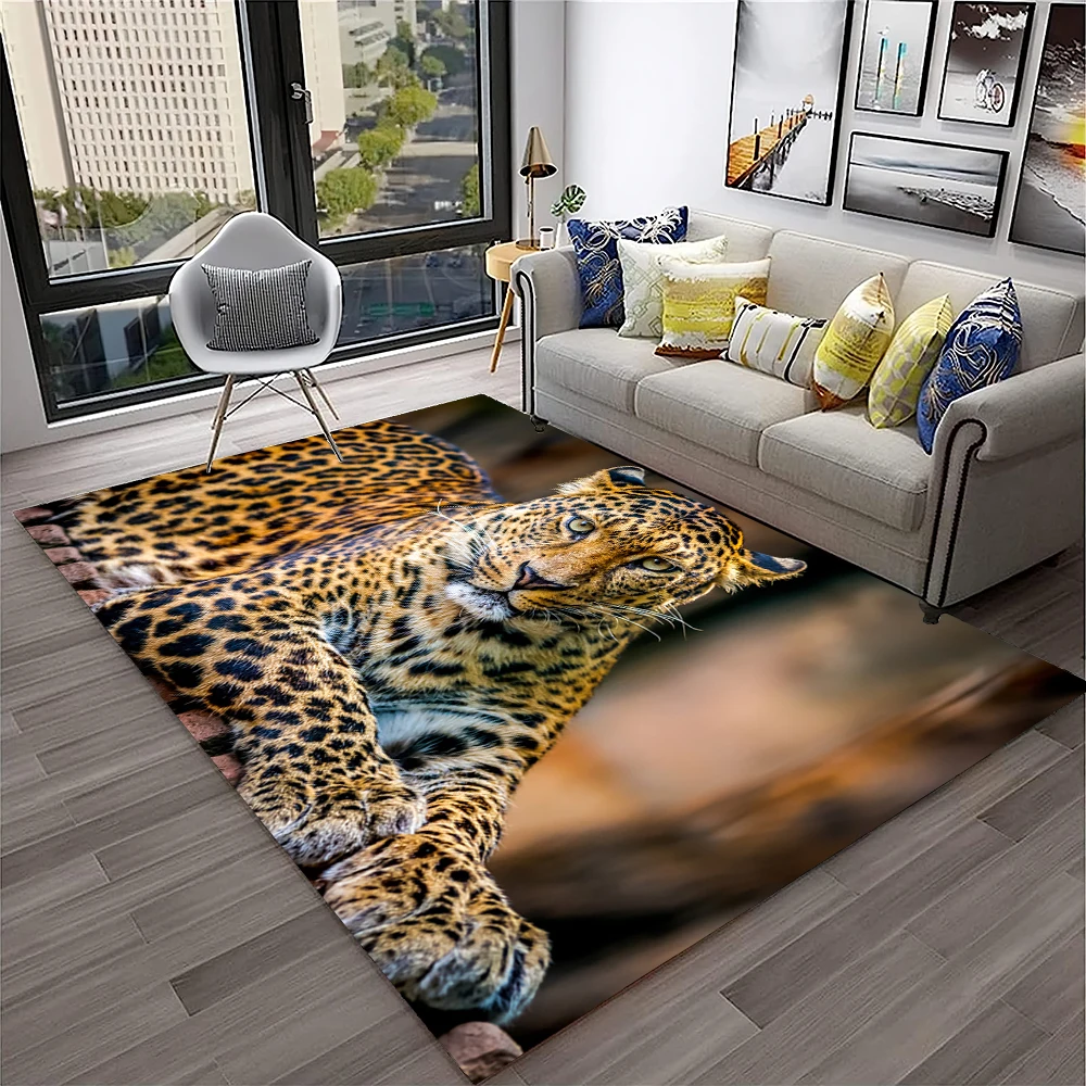 Beast Animal Leopard Cheetah Cartoon Carpet Rug for Home Living Room Bedroom Sofa Doormat Decor,kids Area Rug Non-slip Floor Mat