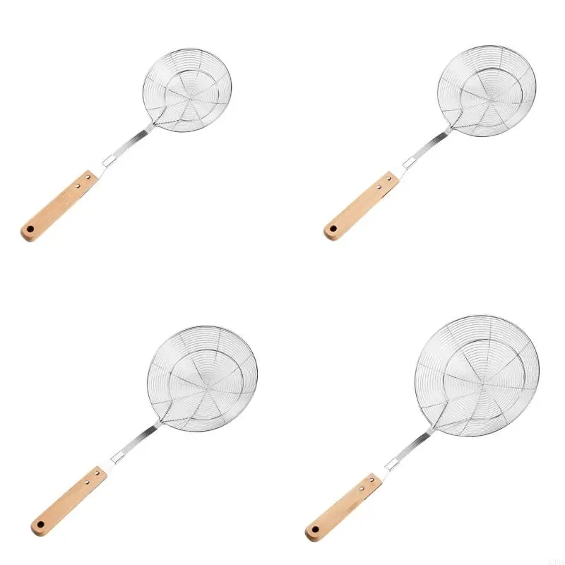 Cuchara espumadera acero inoxidable L38A con madera, colador arañas alambre para colar y freír, utensilios