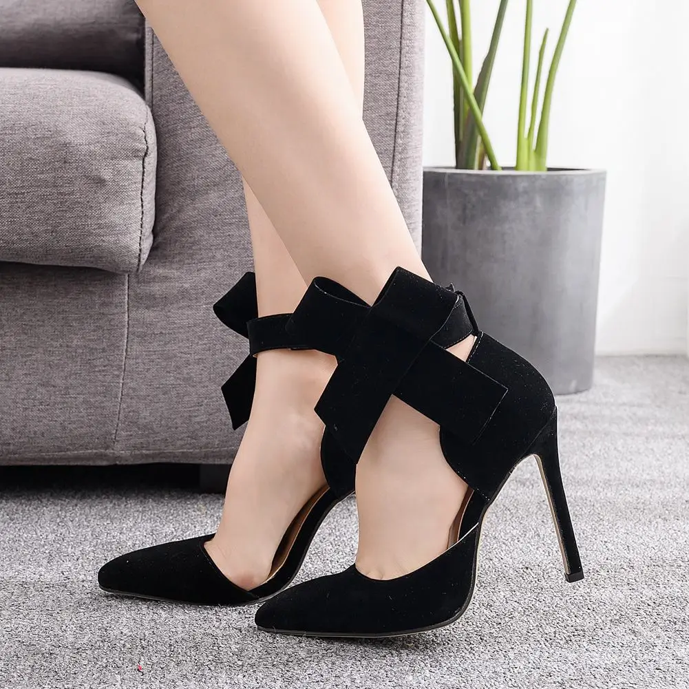 

New Spring Summer Fashion Sexy Big Bow Pointed Toe High Heels Sandals Shoes Woman Ladies Wedding Party Pumps Dress Shoe