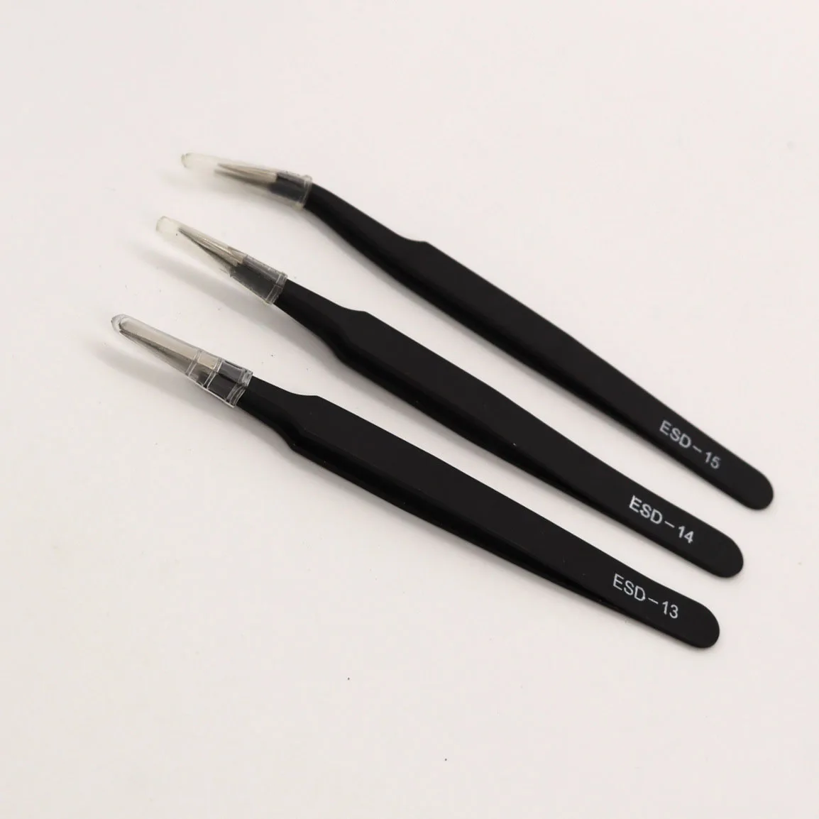 1.5mm Thick Stainless Steel 6-piece Set With Black Nail False Eyelash Grafting Pointed Elbow Tweezers Hair Removal