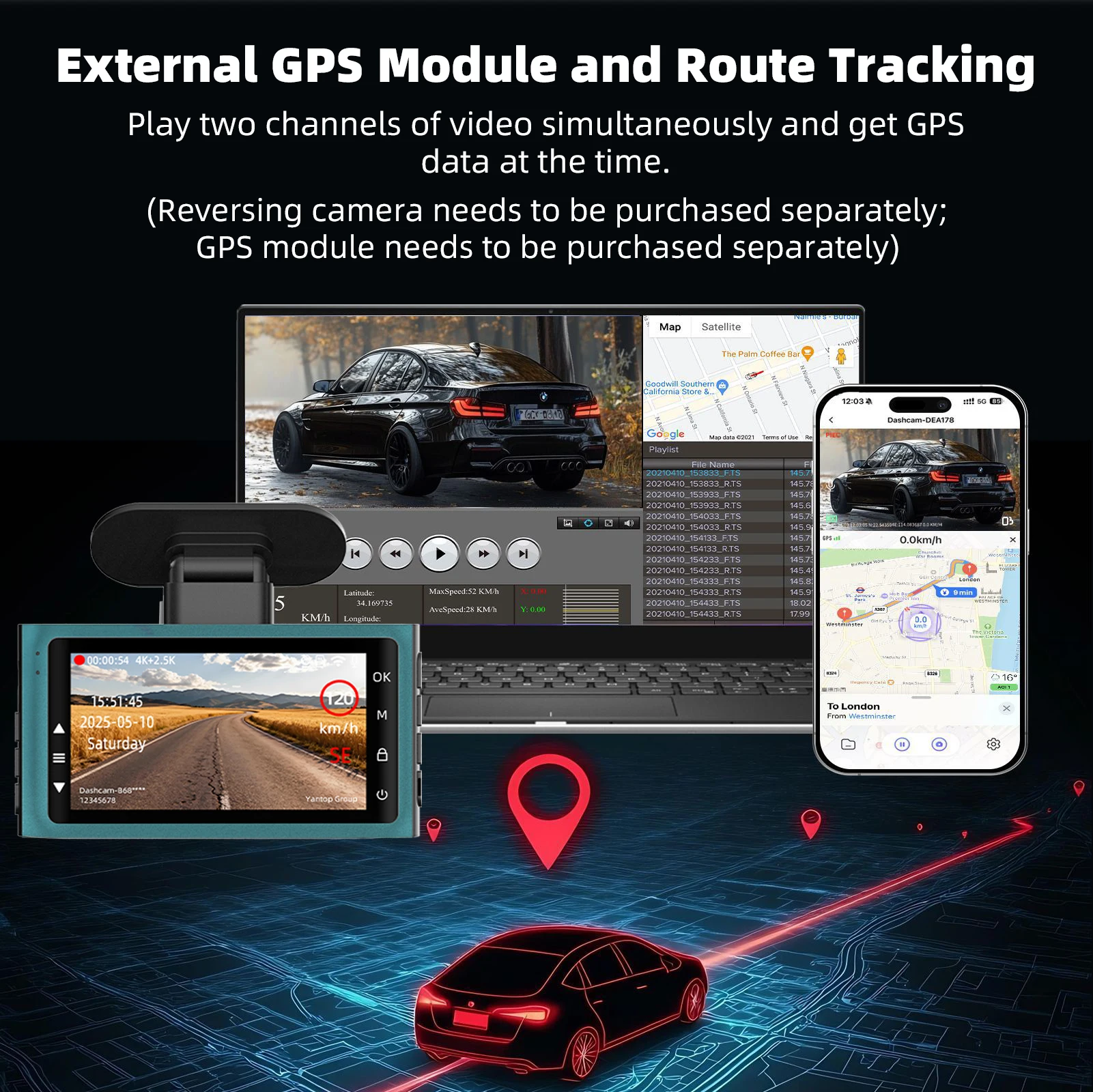 Dash Cam 4K Front Camera WiFi Driving Recorder Optional 2.5K Rear Camera GPS Supports 24H Parking Monitoring Car DVR - view 5