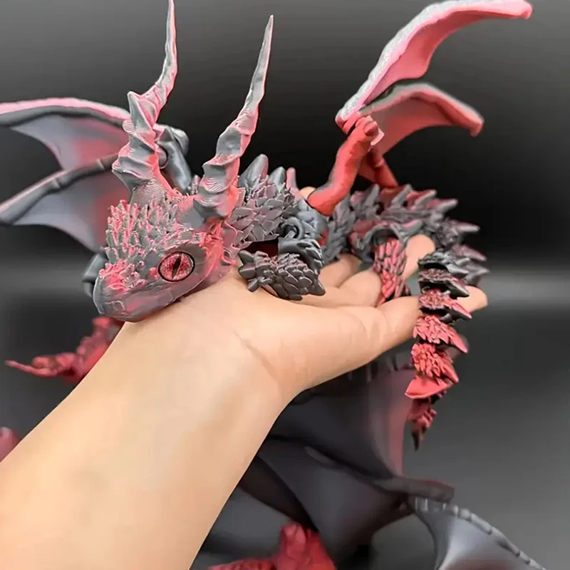 1PC Winged Wagen Drachen Figur Art Deco Drachen Skulptur Tabletop Tier Thema Dekor Geschenke 3D Gedruckt Drache Mit Flügeln