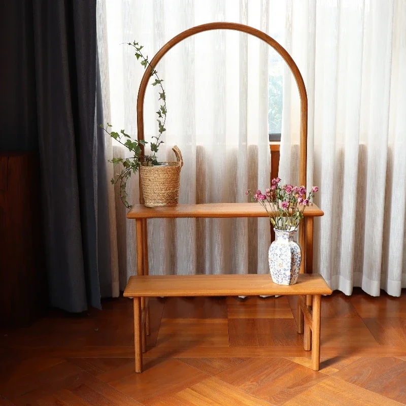 

Teak flower rack Balcony floor stepped living room flower pot rack
