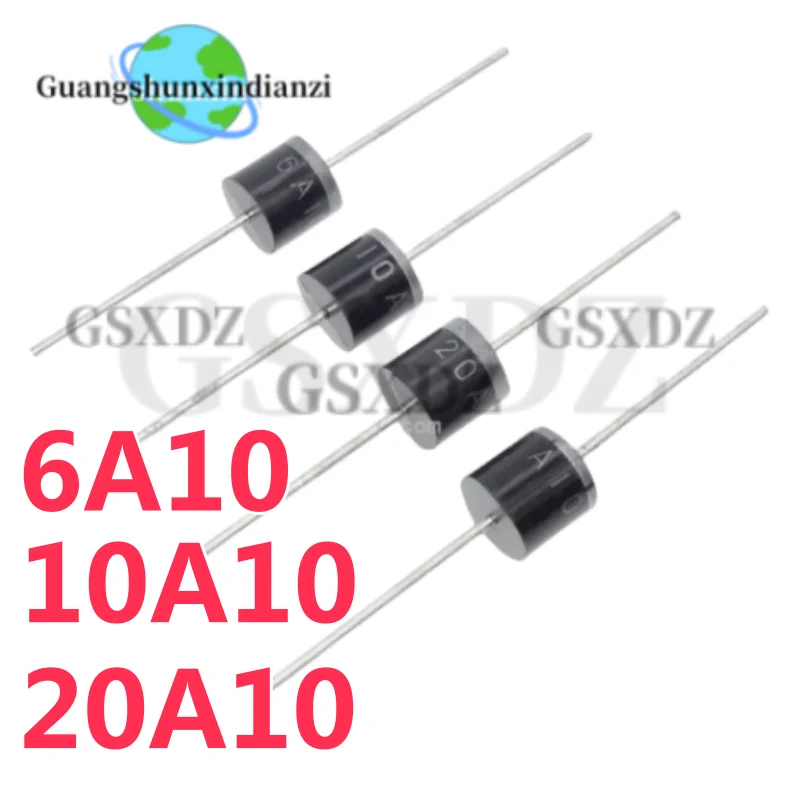 20pcs/lot 10A10 6A10 20A10 R-6 DIP 6A 10A 20A 1000V electrical Axial Rectifier Diode