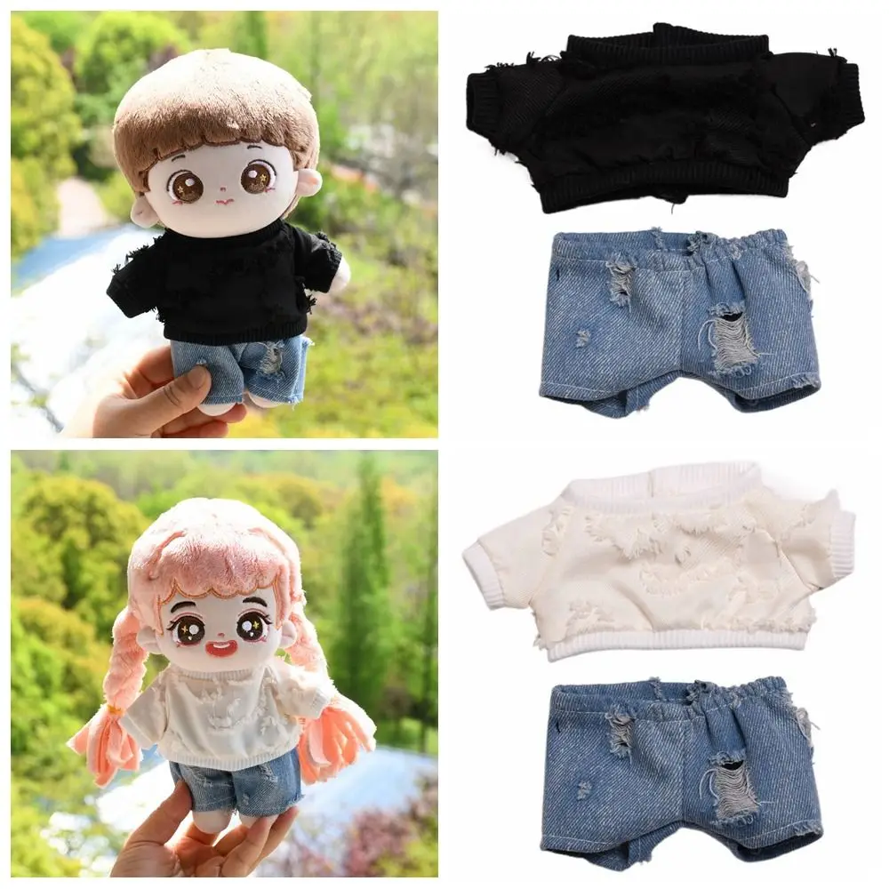 20 cm Puppen Kleidung DIY Zubehör Puppe T-shirt Hosen Anzug Ändern Kleid Spiel Ersatz Outfit Mini Hoodies Hosen Set