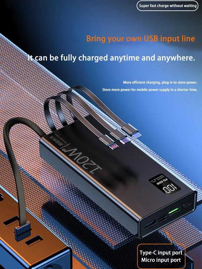 Xiaomi 50000mAh High Capacity Power Bank 4 in 1 120W Fast Charging Powerbank Portable Battery Charger For iPhone Samsung Huawei image 4