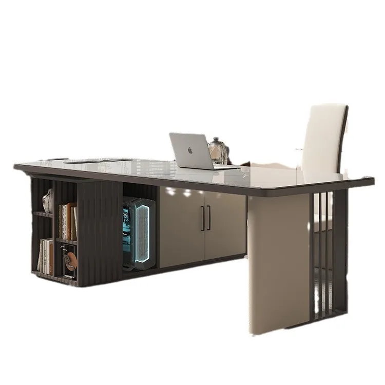 

Rock slab tea table and chair combination modern simple light luxury high-end office high-end tea table household