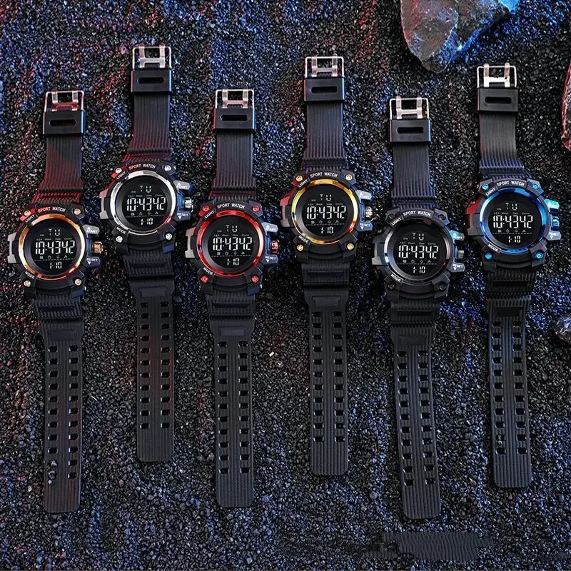 YIKAZE jam tangan Digital untuk pria, arloji olahraga warna hitam Dial besar, jam tangan militer g-style, jam tangan Alarm Chrono tahan air, jam tangan olahraga untuk pria