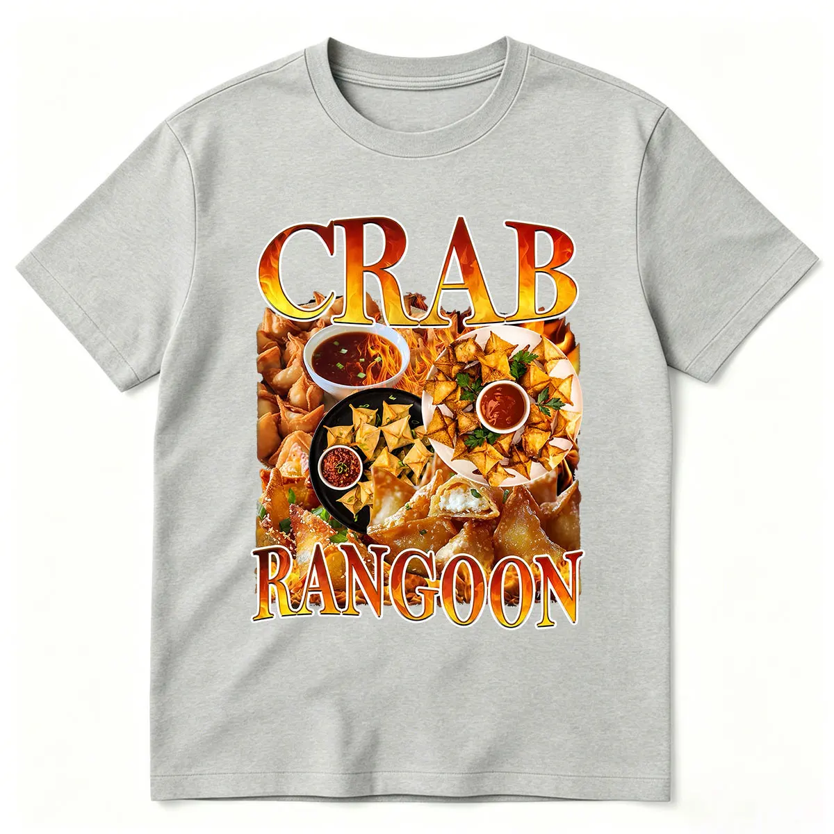 Crab Rangoon Vintage Food T-Shirt Retro 90s Funny Snack Asian Appetizer Graphic T-Shirts Men Women Cotton Short Sleeve T Shirt