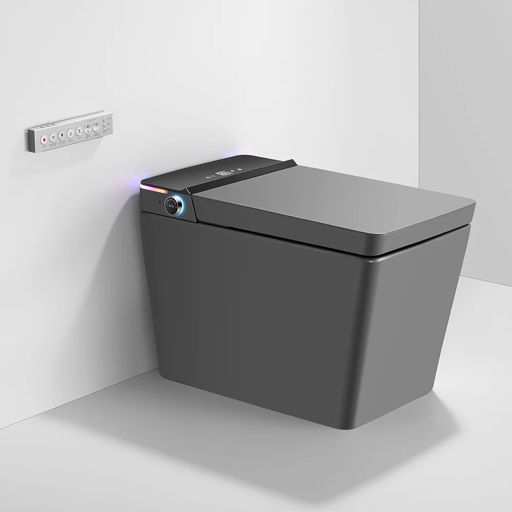 

Luxury Self-Cleaning S-Trap Floor Mounted One-Piece Smart Toilet With Stainless Nozzle & LED Display
