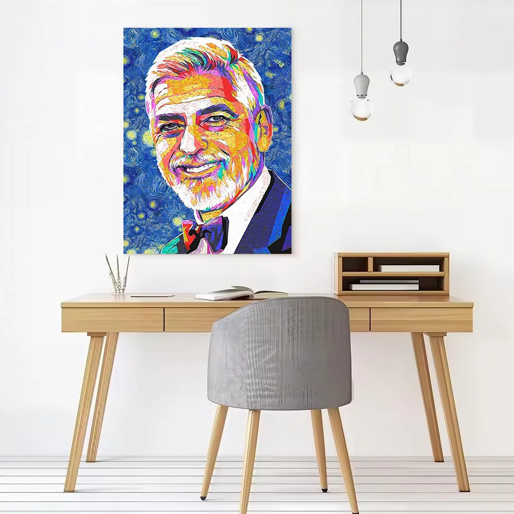 George Clooney Starry Night Portrait Canvas Wall Arts Poster Customizable Pictures Printing for Room Art of Murals Painting Home