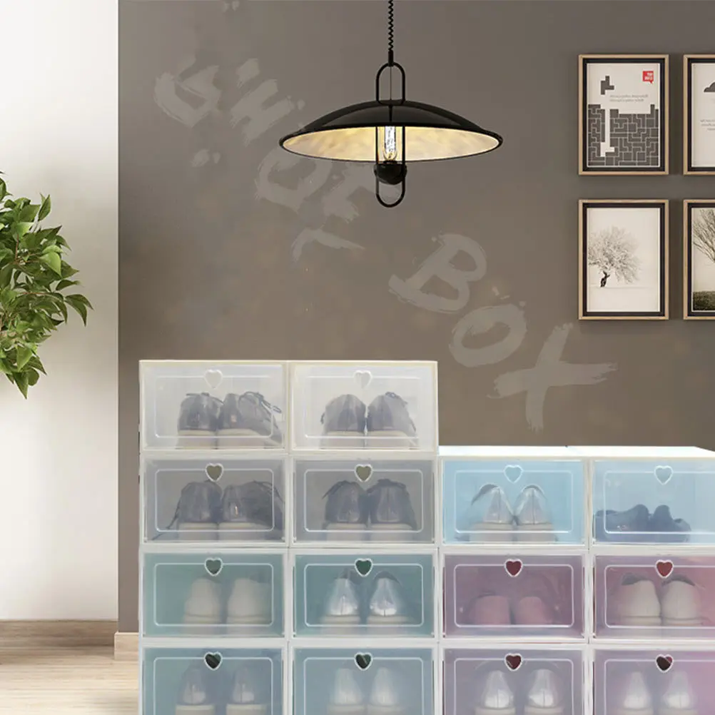 

4Pcs Stackable Shoes Box Transparent Plastic Organizer for Easy Access and Damage Prevention At Home Shoes Box