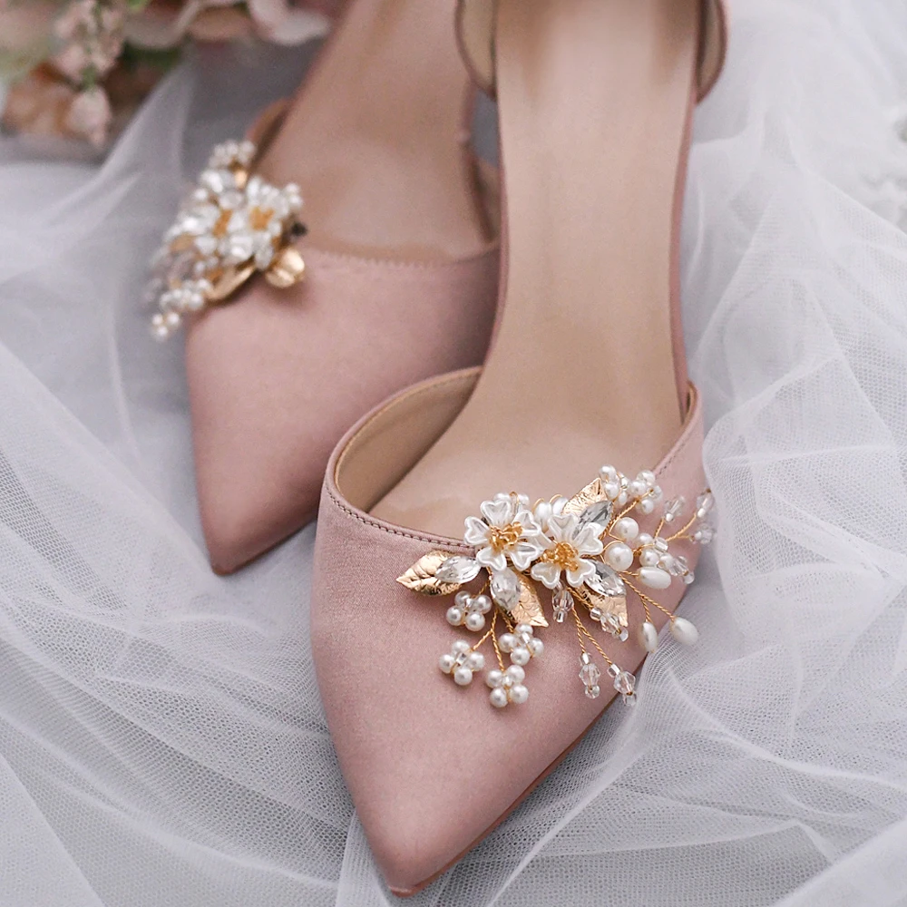 Clip de zapato decorativo de diamantes de imitación brillante hecho a mano, zapatos de boda nupciales dulces, hebilla de encanto de tacón alto, accesorios para zapatos