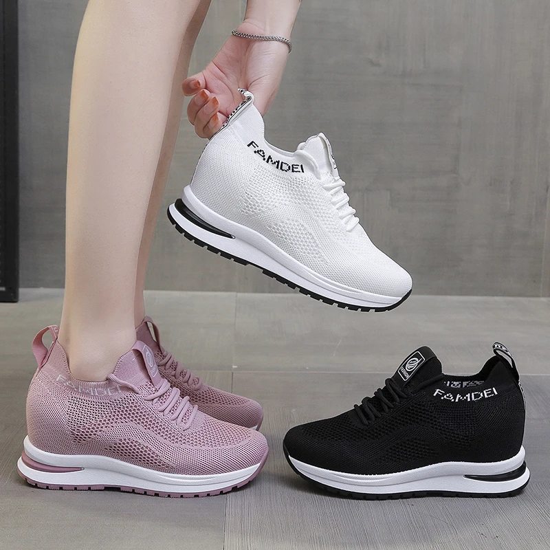 2022 Women\'s Sports Shoes Spring and Autumn New Wedge Heel Platform Shoes Mesh Breathable Casual Shoes Outdoor Walking Shoes