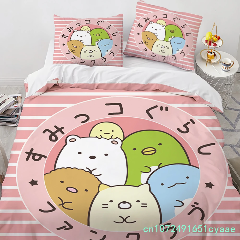 Anime Kawaii Cartoon Sumikko Gurashi Bedding Set Boys Girls Twin Queen Size Duvet Cover Pillowcase Bed Kids Adult