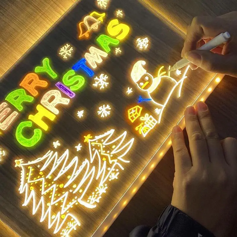 LED Desk Memo Board com Suporte para Crianças, Dry Erase Board, Home Memo Dicas, Drawing Board, Pintura a Fazer