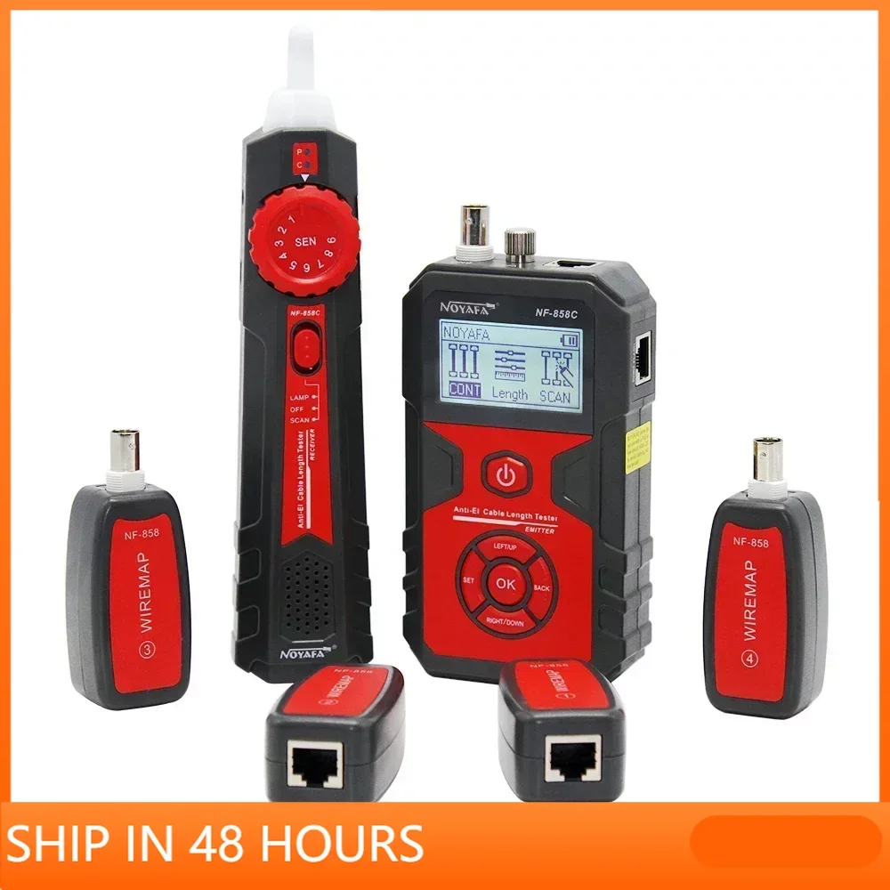 

NOYAFA NF-858C Network Cable Tester Portable Cat 5 Cat 6 RJ11 BNC Cable Finder Measuring Cable Length and Breakpoints with Light