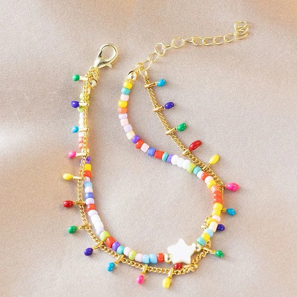Colorful Beaded Bracelet Colorful Adjustable Bracelet Irregular Geometric Bracelet Pastoral For Dating Women Female Friends