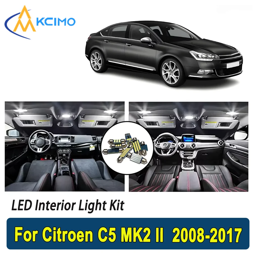 

Kcimo LED For Citroen C5 MK2 II (2008-2017) Premium Bright LED Interior Dome Map Trunk Light Kit Car Led Lamps Canbus Car LED