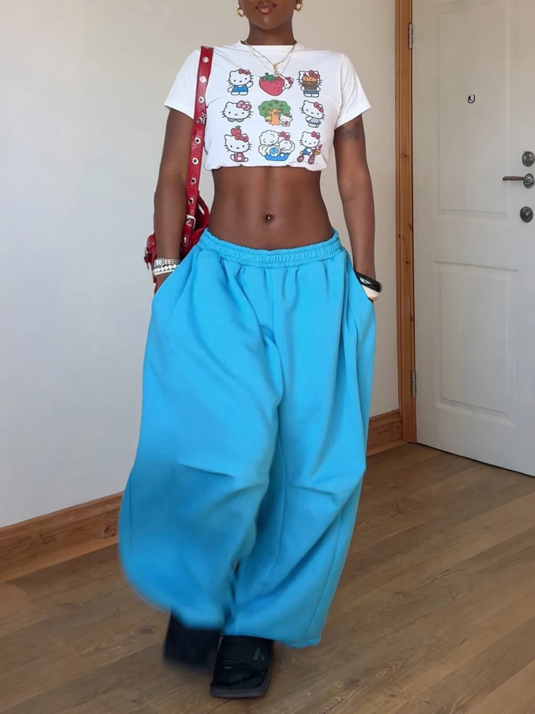 Weird Puss Oversize-Style Weite Hosen für Damen, Herbst-Trend, elastisch, niedrige Taille, Stretch, lässig, bequem, klassische Unterteile – Detail 11