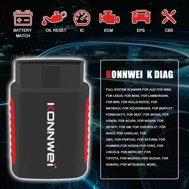 KONNWEI KDIAG Pełny system automatycznego skanera Reset SAS EPB Service ECU Programmer OBD OBD2 Narzędzie diagnostyczne samochodu pk Thinkdiag MINI