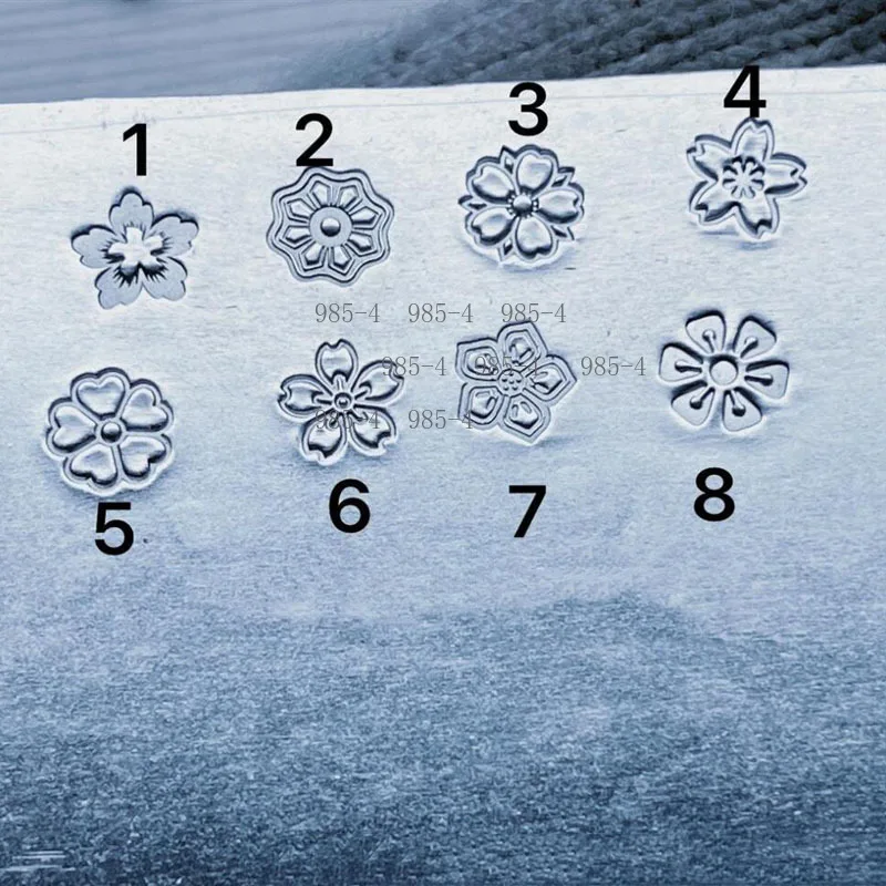 8Pcs 7mm Leather Stamping Tool Floral Metal Stamp DIY Leather Craft Chisel Punch Set