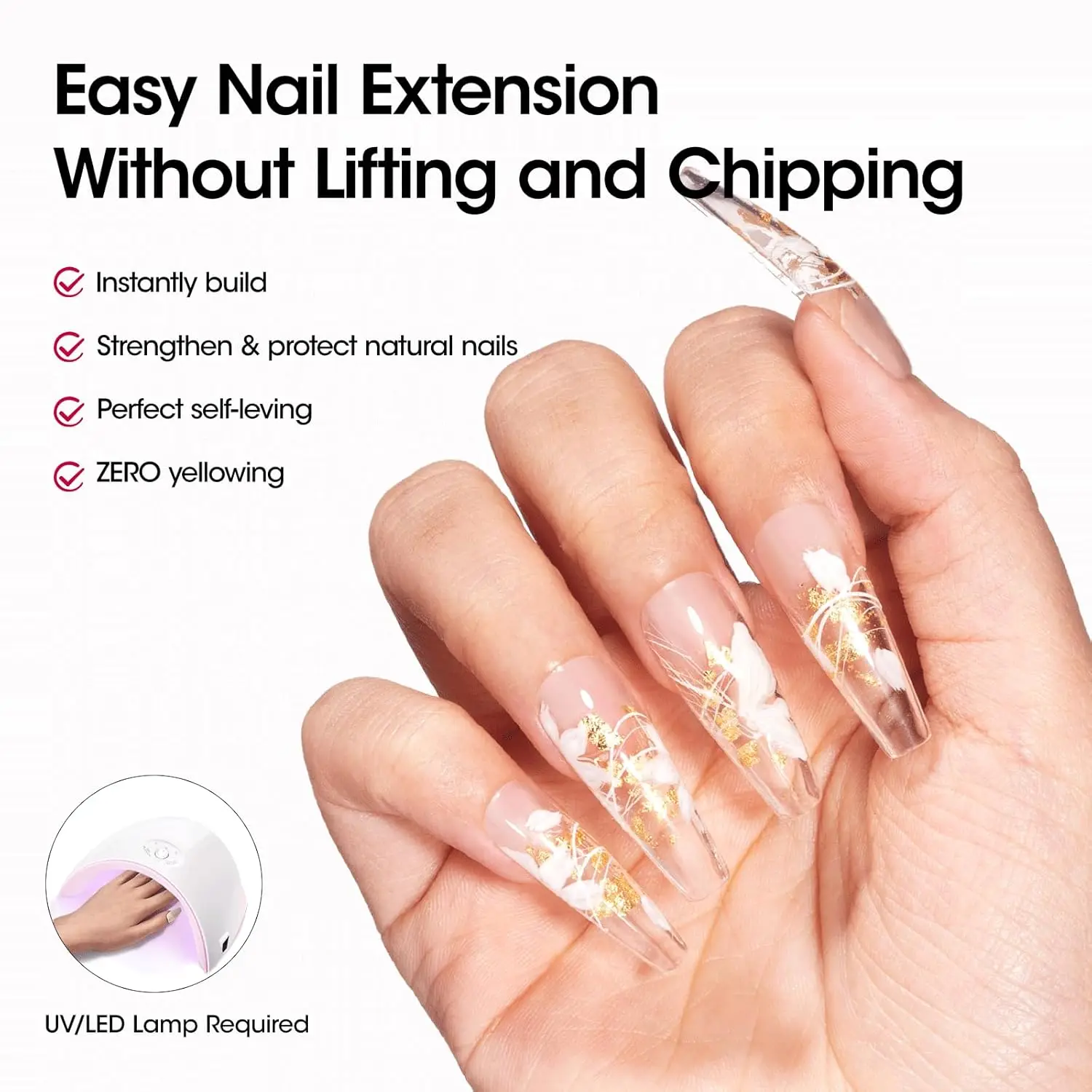 GELLEN Clear Builder Gel Nails Polish 7 in 1 Exetension for Thickening Sculpting Natural Nail Strengthener Supplies Art Home DIY