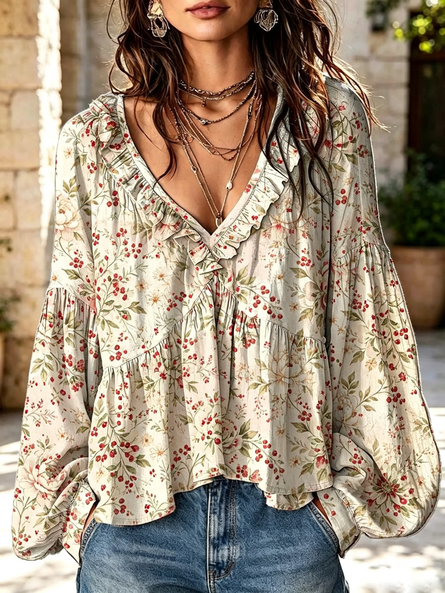 Blusa de outono com decote em V, camisa de manga comprida para mulher, blusa de primavera, peça casual, elegante, moderna, para usar no dia a dia e em