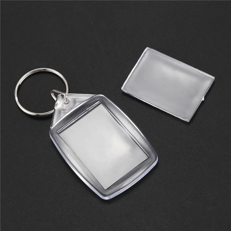 FUFU 40X Clear Acrylic Plastic Blank Keyrings Insert Passport Photo Keychain Keyfob