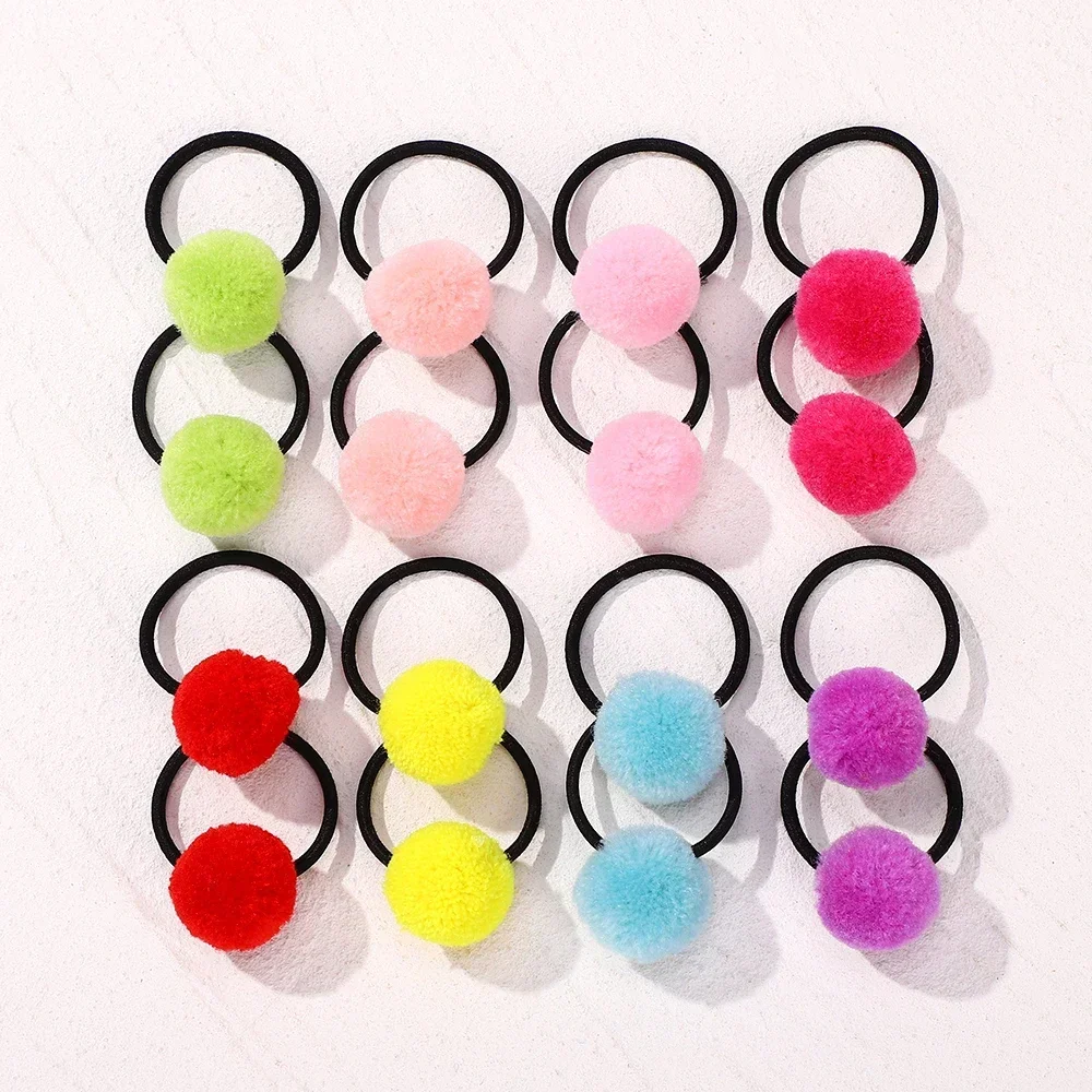 16 pçs/set elástico coral velo bola faixas de cabelo para crianças meninas doce borracha scrunchie meninas rabo de cavalo titular laços acessórios para o cabelo