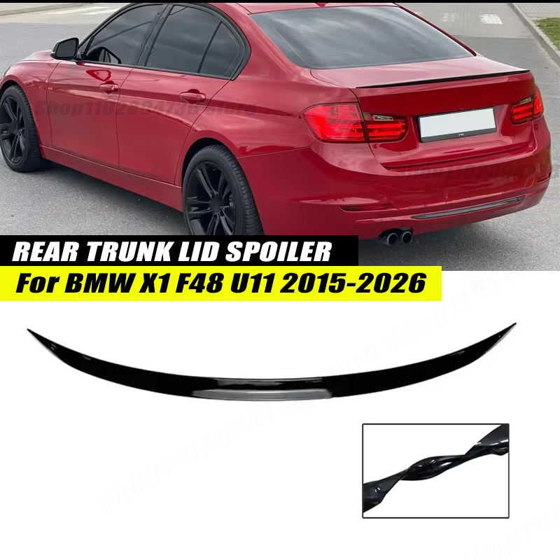 120CM Gloss Black Soft Rubber Rear Trunk Spoiler Lip Splitter 5D Carbon Look Car Accessories For BMW X1 F48 U11 2015-2026