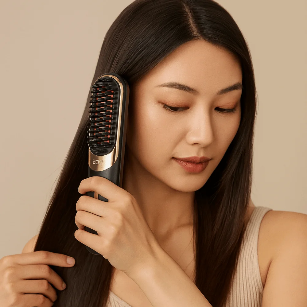 

2 in 1 Wireless Hair Straightener USB Charging Fast Heating Electric Heating Comb Anti-Scalding Adjustable Temperature