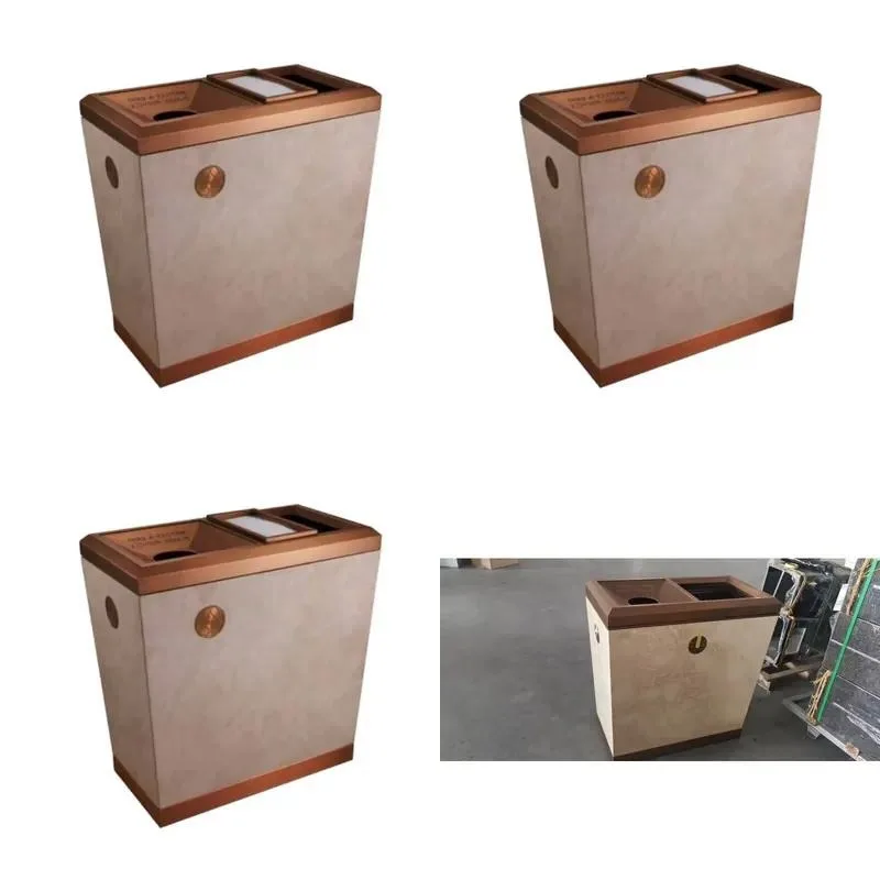 Luxury Marble Trash Can with Ashtray for Hotel Lobby