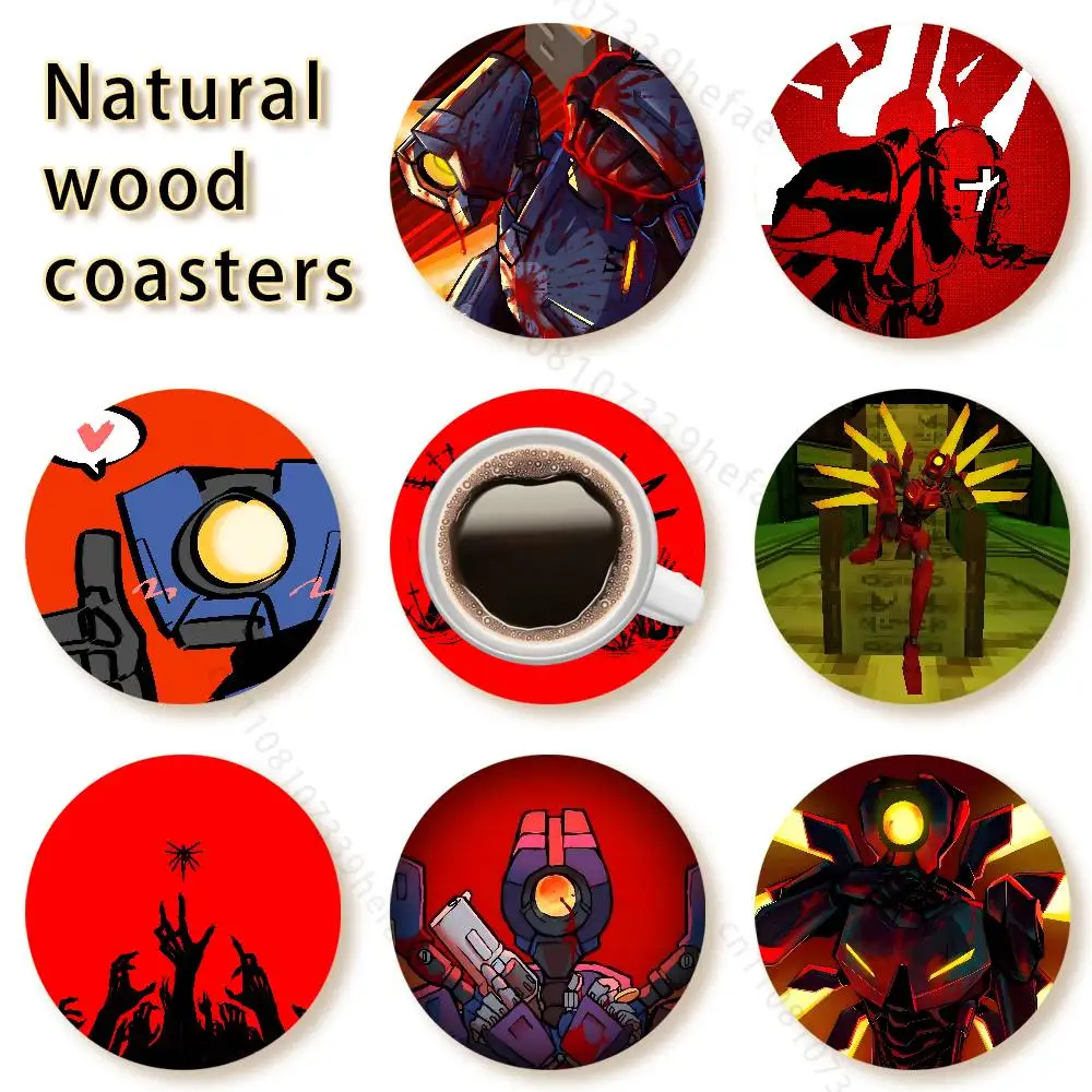 

Game U-Ultrakill wooden anti-slip coasters, suitable for home office and living room decoration