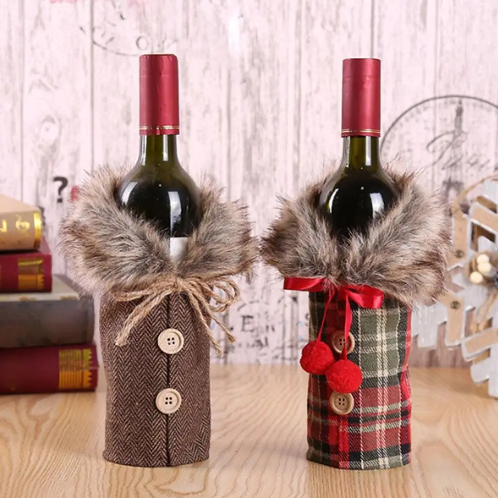

2Pcs Christmas Wine Bags Reusable Christmas Wine Bottle Covers Santa For Champagne Wine Bags For Wedding Party Decoration