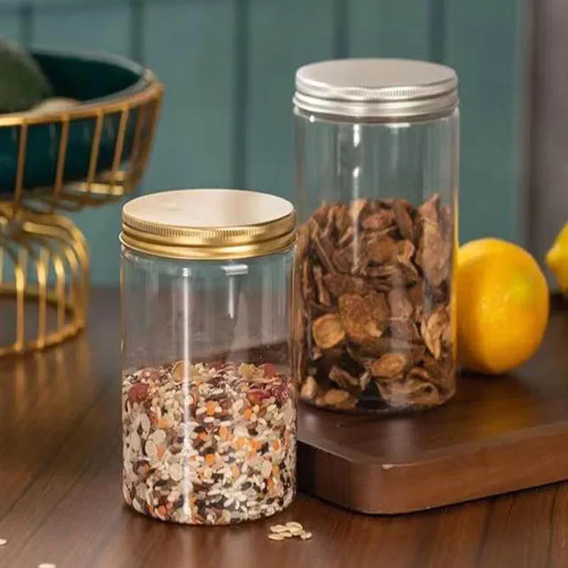 5Pcs Empty Storage Jar with Lid 500ml Clear Plastic Bottle Candy Snack Jars Food Sealed Container Cosmetics Cream Sample Pot