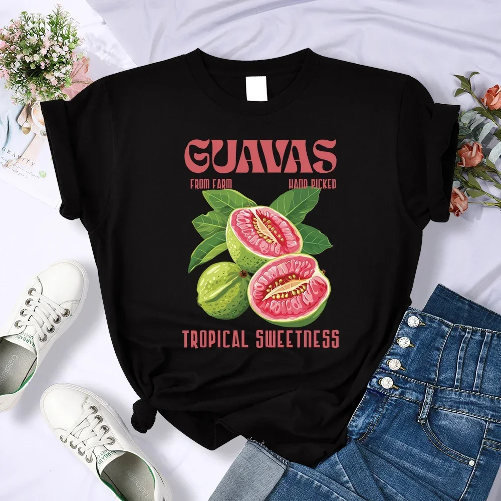 

Match Streetwear Summer Hip Hop Woman Clothes Fresh Guava Fruits Printing Womens Shirts Casual T-Shirt Plus Size Tees Clothes