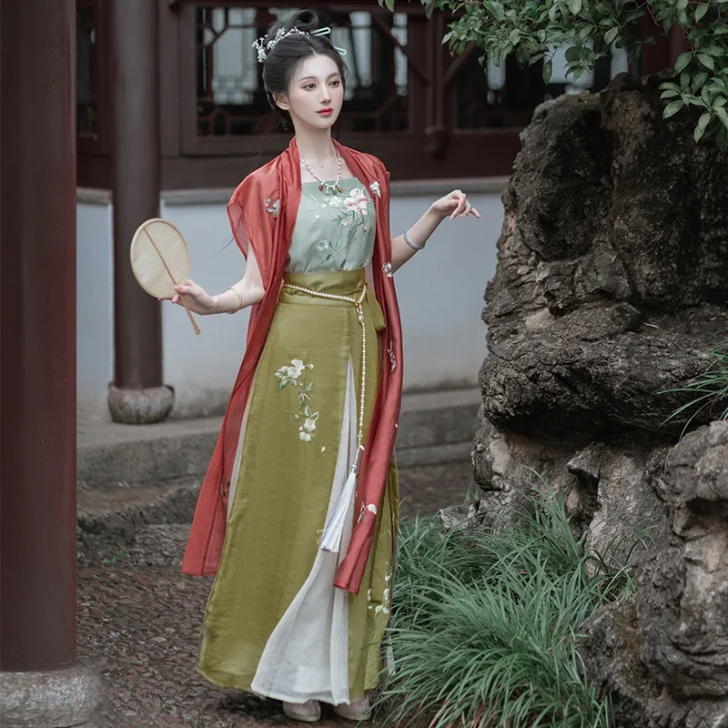 Zhong Lingji traditional women flower hanfu dress ancient Chinese costume beautiful dance Hanfu Princess Tang Dynasty robe