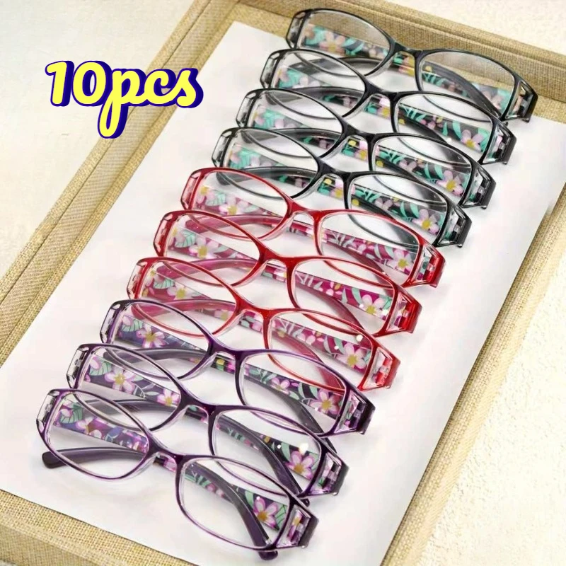 10‑Pack Unisex Reading Glasses, Small Colorful Oval Frames with Lenses, Presbyopic Eyewear for Home & Office