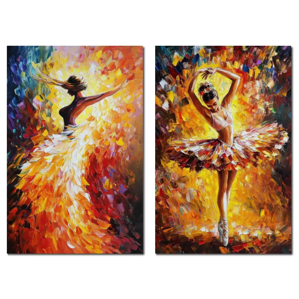 

Dancer Contemporary Art Figure Oil Painting Hand Painted Abstract Textured Artwork on Canvas Romantic Hallway Bathroom Decor