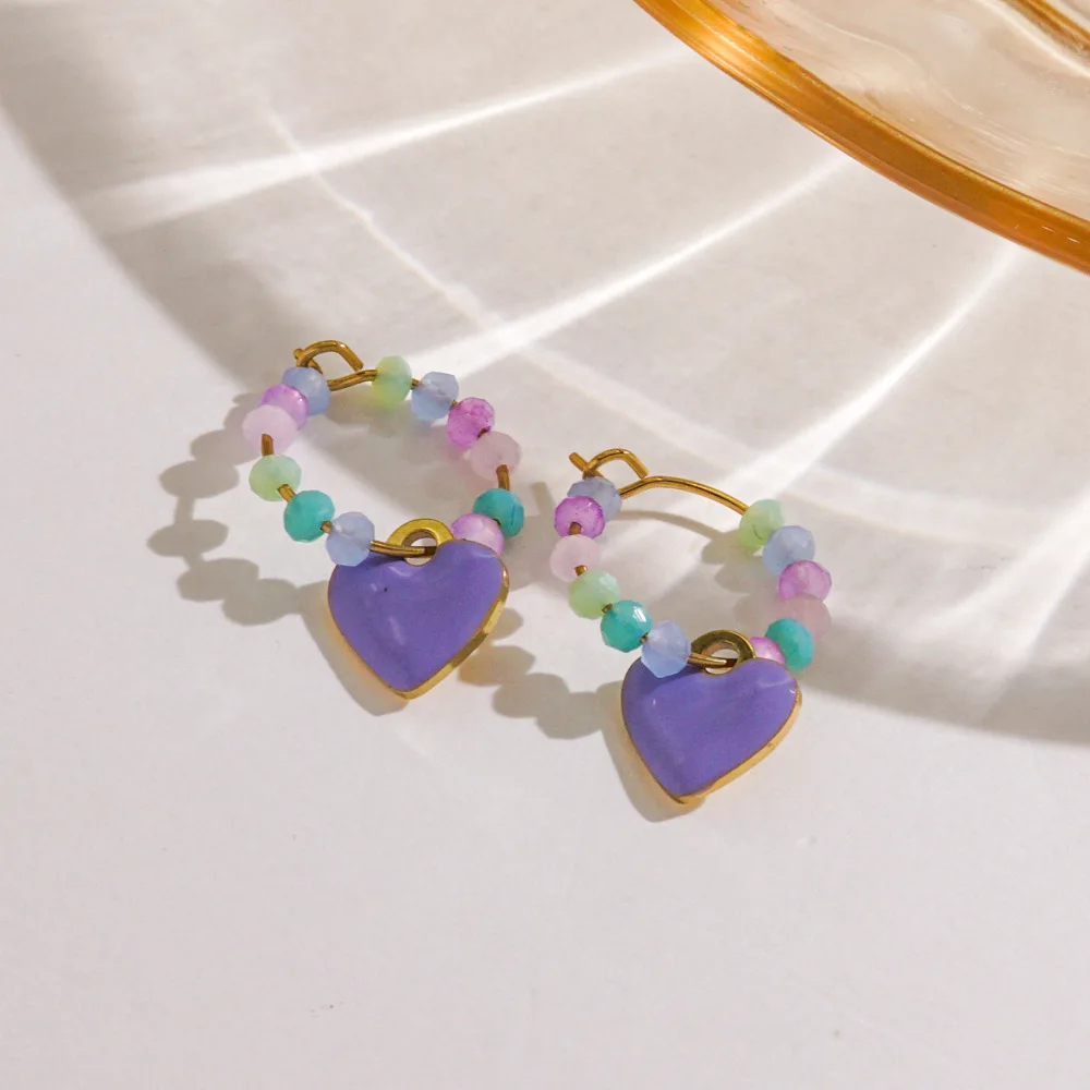 Trendy Beaded Heart Earrings in Vibrant Colors - Summer Must-Have for Women's Accessory