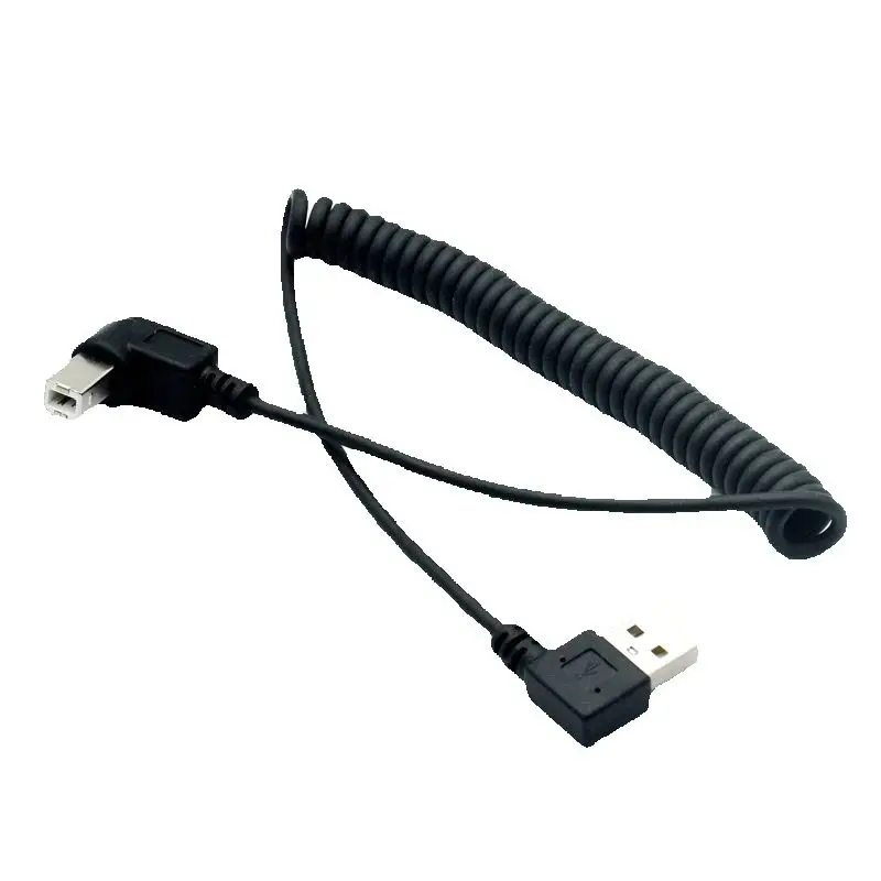 90 Degree Right Angle USB Type A Male to B Male AM to BM Adapter Converter Spiral Coiled Spring Curl Printer Cable