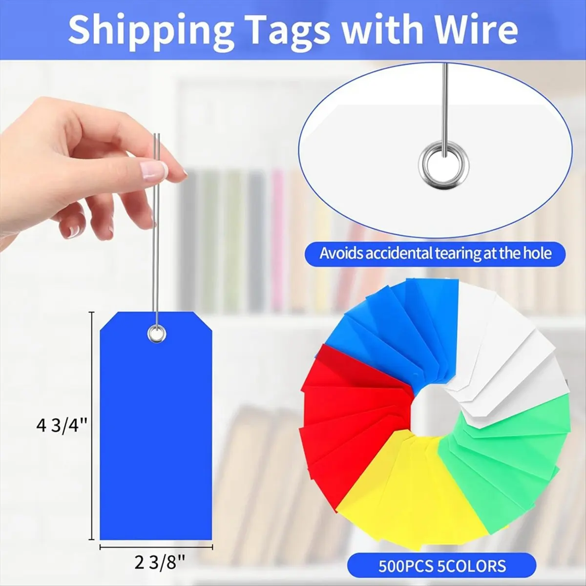AB09 500 Pieces 4 3/4Inch x 2 3/8Inch Plastic Shipping Tags Colorful Blank Labeling Tags Waterproof Hang Tags